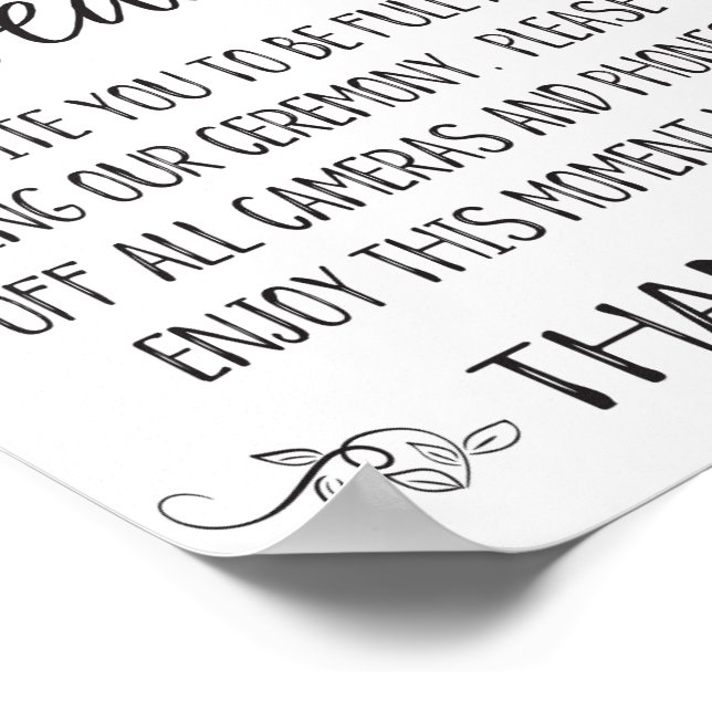 Unplugged Wedding Sign, Wedding Printables" Poster (Corner)