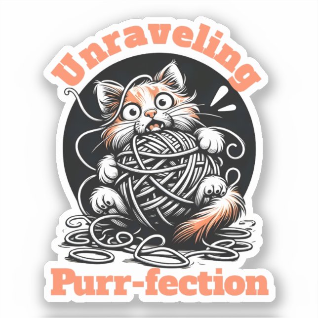 Unraveling Purr-fection: Cute Cat Tangled in Yarn (Front)