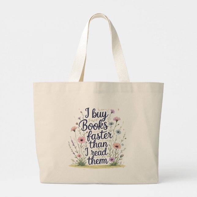 Unread Books & Ambition – Double-Sided Book Lover  Large Tote Bag (Back)