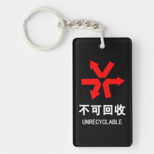 Unrecyclable ~ Chinese Language Hanzi Sign Key Ring