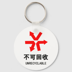 Unrecyclable ~ Chinese Language Hanzi Sign Key Ring