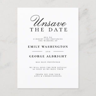 Unsave The Date Handwritten New Date Announcement