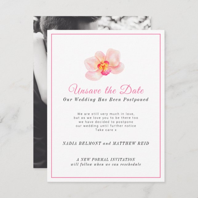 Unsave the date wedding change of plan postponed save the date (Front/Back)