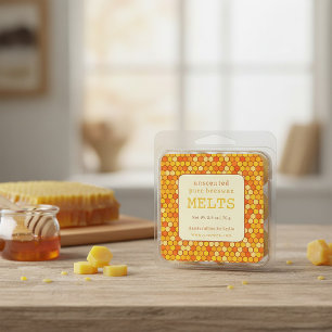 Unscented Pure Beeswax Melts Honeycomb Pattern Square Sticker