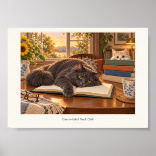 Unscheduled Book Club Reading Cats Art Print
