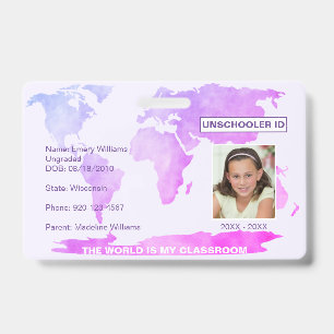 Unschooling Homeschooling Map Badge ID Badge