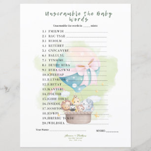 "Unscramble the Baby Word" In Sage Neutral Animal 