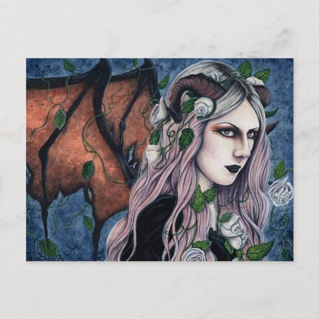 Unseelie Gothic Fairy Dark Fantasy Horns Postcard (Front)