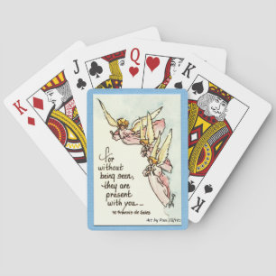 Unseen Guardian Angels text Gentle Angels in Cloud Playing Cards