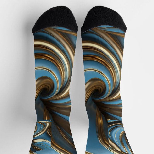 Unsex Blue, Metallic Gold Marble Socks (Top)