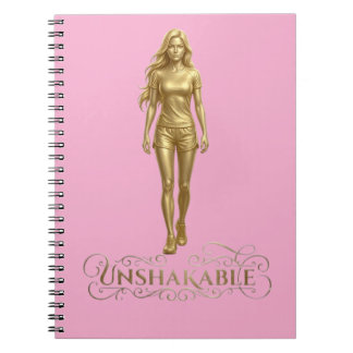Unshakeable: Power Written in Gold notebook pink 