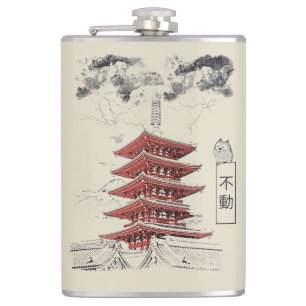 Unshaken - Traditional Japanese Streetwear Design Hip Flask