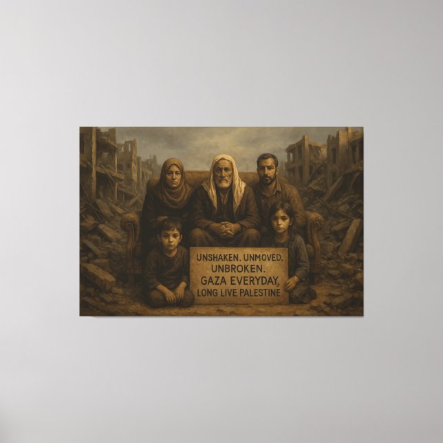 Unshaken. Unmoved. Unbroken. — Gaza Everyday Canvas Print (Front)