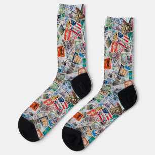 Unsorted stamp collection socks