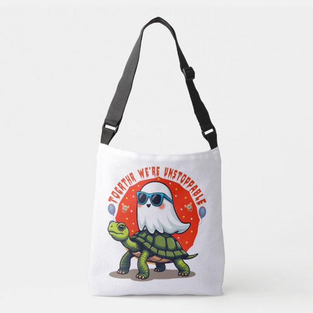 Unstoppable Ghost and Turtle Adventure Design  Crossbody Bag (Front)