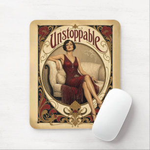Unstoppable Poised Woman in Art Nouveau Style Mouse Mat