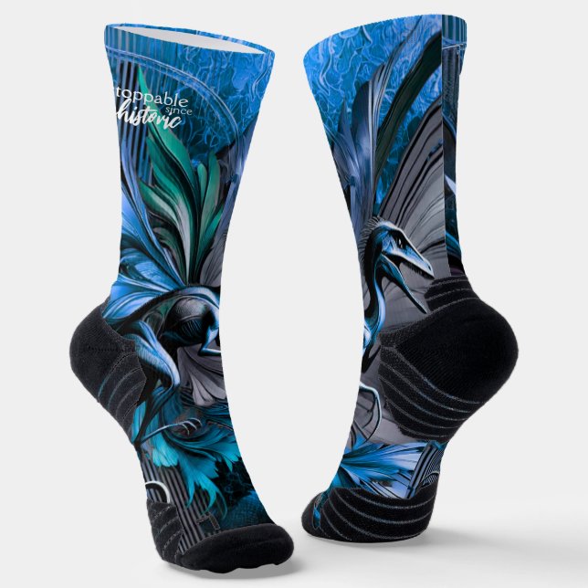 Unstoppable Raptor – Fuel Strength, Rule the Wild Socks (Angled)