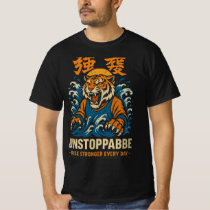 Unstoppable Tiger T-Shirt – Motivational Japanese 