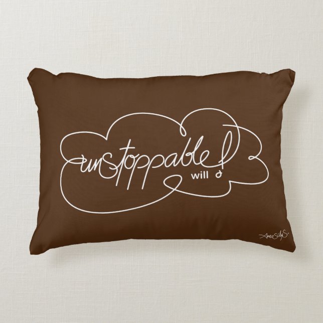 UNSTOPPABLE will -  Bold CloudS - White Script Decorative Cushion (Front)