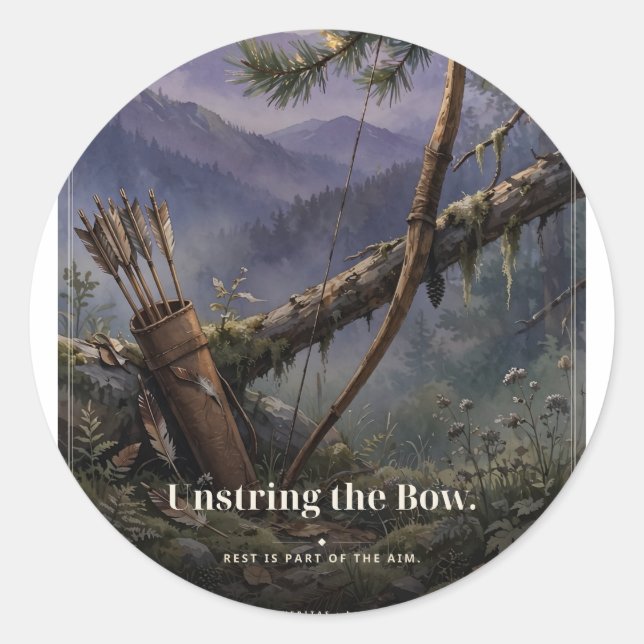 "Unstring the Bow" Rest Archer Tee Classic Round Sticker (Front)