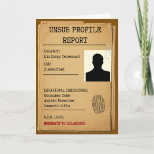 UNSUB Profile Report Funny Birthday Card Criminal