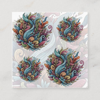 Untamed Bloom: Organic Energy Square Business Card