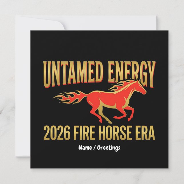 Untamed Energy 2026 Fire Horse Era Lunar New Year  Invitation (Front)