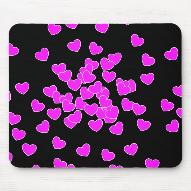 Untamed Hearts, Striking Pink And Black Mouse Mat (Front)