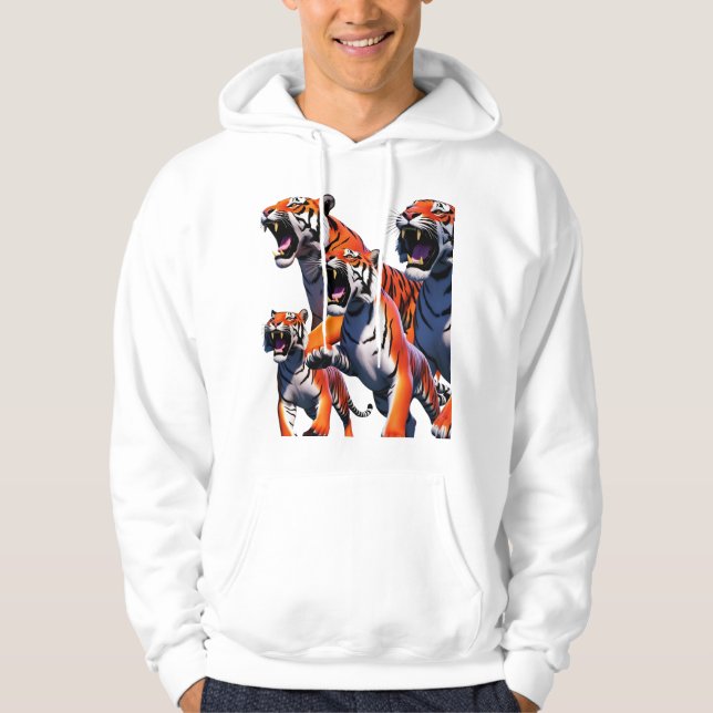Untamed Roar: Tigers in Flight Hoodie (Front)