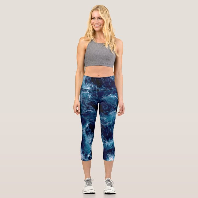 Untamed Sea Churn Capri Leggings (Front)