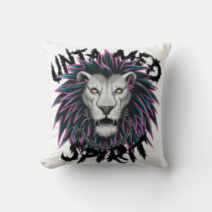 Untamed Spirit Punk Lion Design Cushion