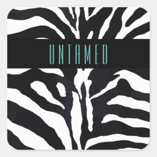 Untamed Typography Zebra Print Square Sticker