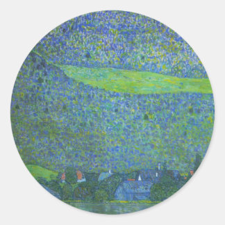 Unterach at Attersee by Klimt, Vintage Art Nouveau Classic Round Sticker