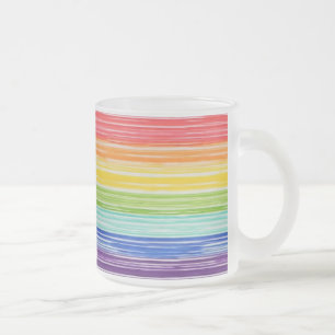 Untidy rainbow stripes frosted glass coffee mug