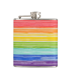 Untidy rainbow stripes hip flask