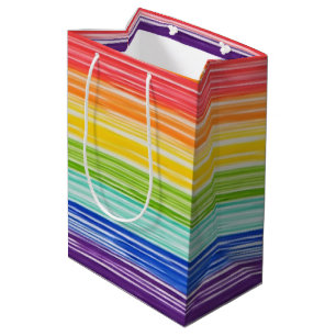 Untidy rainbow stripes medium gift bag