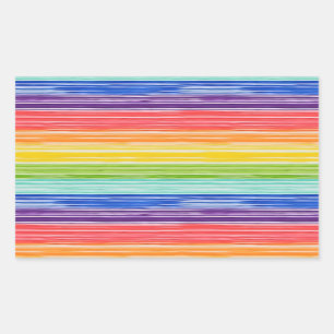 Untidy rainbow stripes rectangular sticker