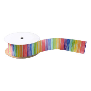 Untidy rainbow stripes satin ribbon