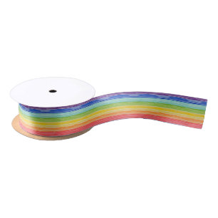 Untidy rainbow stripes satin ribbon