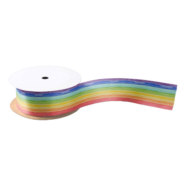 Untidy rainbow stripes satin ribbon (Spool)