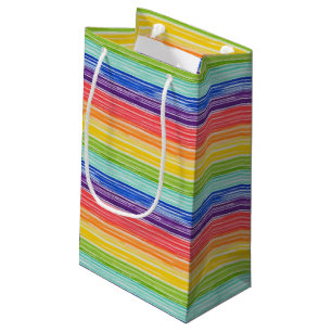 Untidy rainbow stripes small gift bag