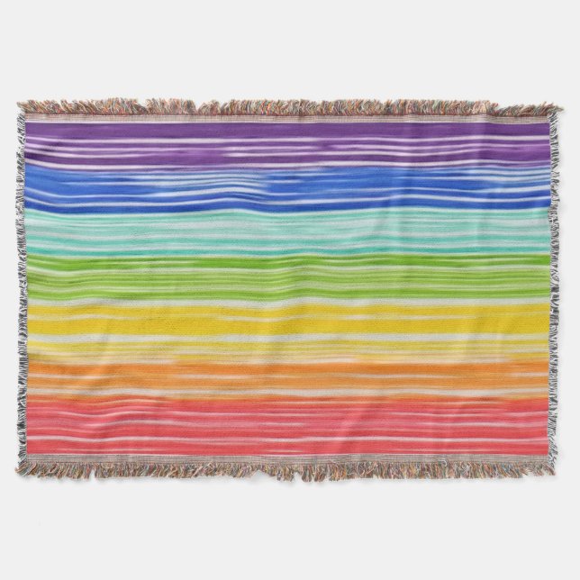 Untidy rainbow stripes throw blanket (Front)