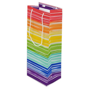Untidy rainbow stripes wine gift bag