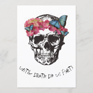 Until Death Do Us Part Skull Hibiscus Butterflies Invitation