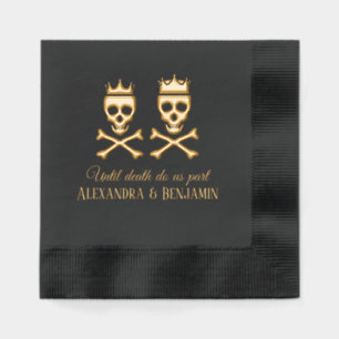 Until Death Do Us Part Skull XBones Crowned Couple Foil Napkins