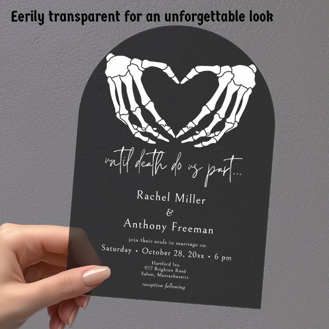 Until Death Skeleton Hands Arch Black Wedding Acrylic Invitations (Creator Uploaded)
