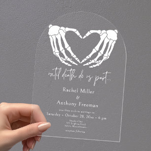 Until Death Skeleton Hands Arch Wedding Acrylic Invitations