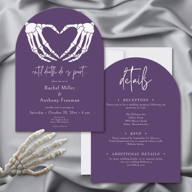 Until Death Skeleton Hands Arch Wedding Two Sided Invitation (Until Death Skeleton Hands Arch Wedding Two Sided Invitation)