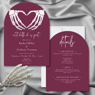 Until Death Skeleton Hands Arch Wedding Two Sided Invitation