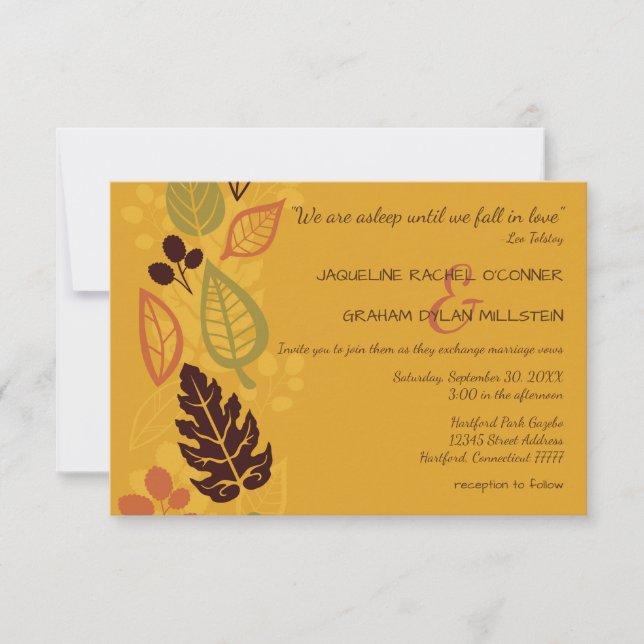 "Until We Fall In Love"-3x5Fall Wedding Invitation (Front)